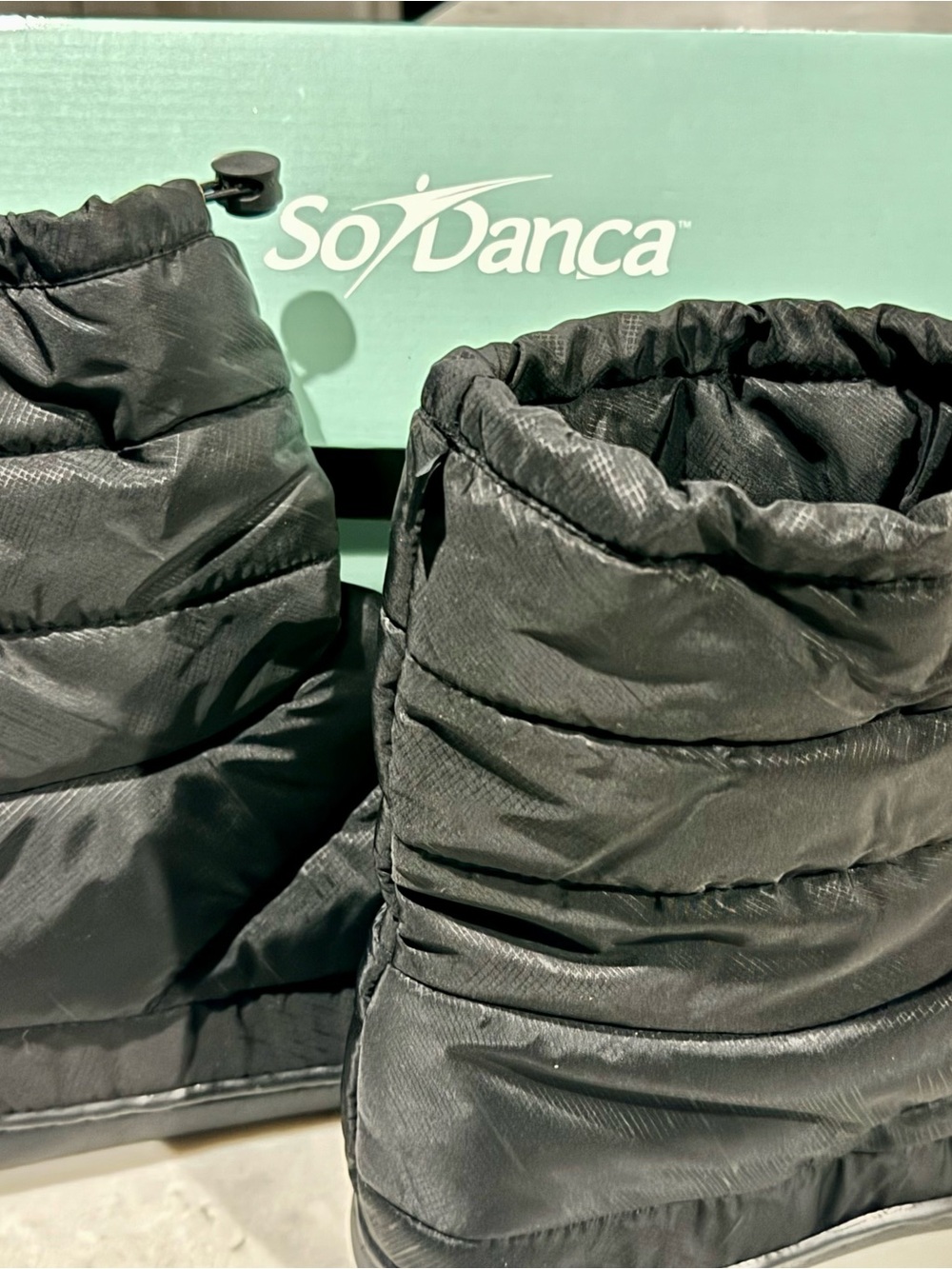 So Danca Black Quilted Puffer Dance Booties